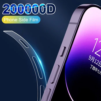 탄소 섬유 스티커 투명 매트 휴대폰 사이드 필름, 프레임 보호 테두리 하이드로겔 필름, 아이폰 14, 13, 12 프로 맥스, 12 미니용 