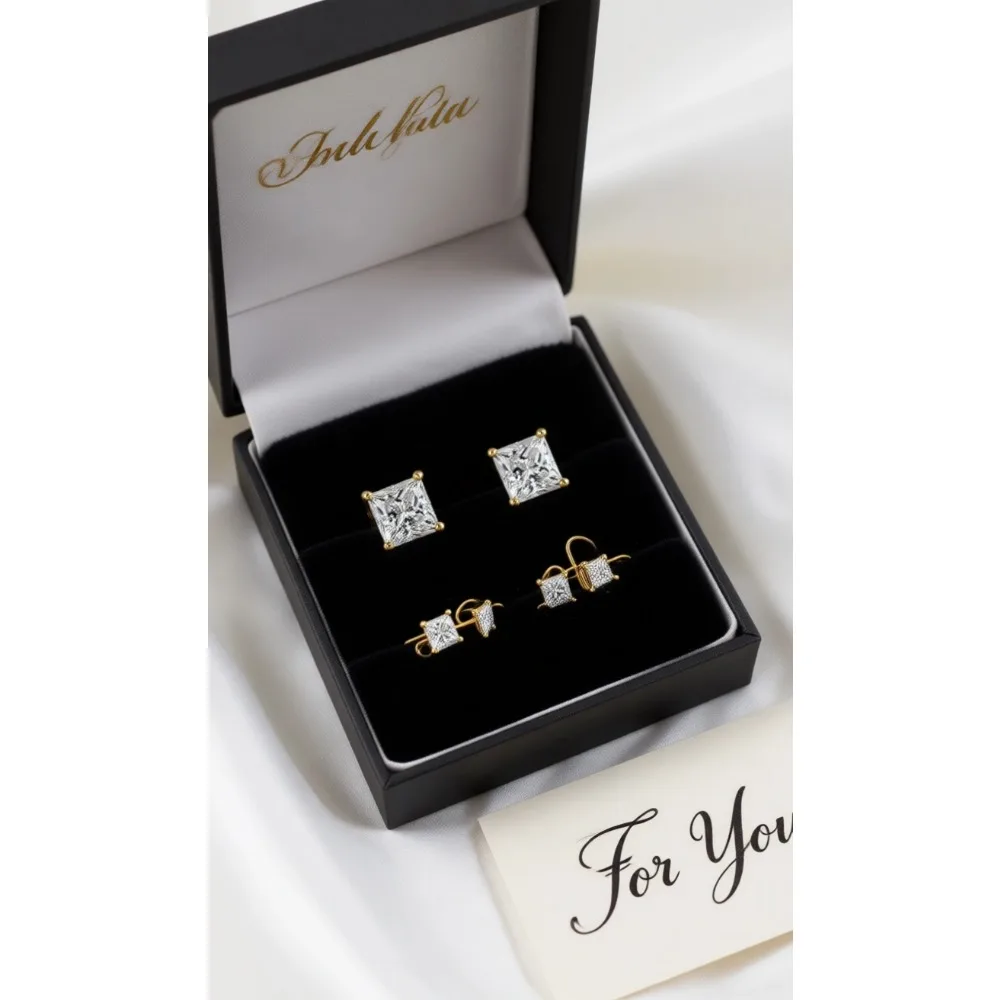 

5 пар серег-гвоздиков с кубическим цирконием огранки «Принцесса», позолоченные 18-каратным золотом, гипоаллергенные, 3-7 мм, квадратные, прозрачные, набор для женщин и мужчин