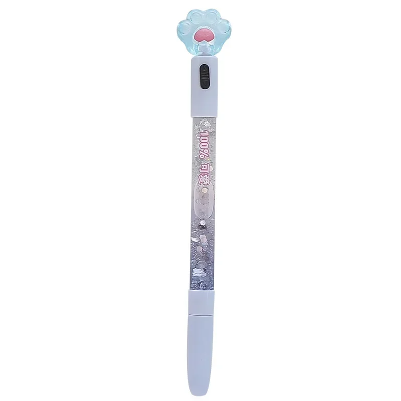 Kawaii Cat Claw Glowing Gel Pen Quicksand LED Light Pen Creative Stationery Student Signature Pens for Kids Girls Gift
