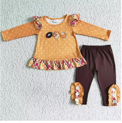 

Girl clothes Baby Designer Clothes Thanksgiving Kids Sibling Clothing Turkey Embroidery Boys Clothes Match Infant Baby Rompers