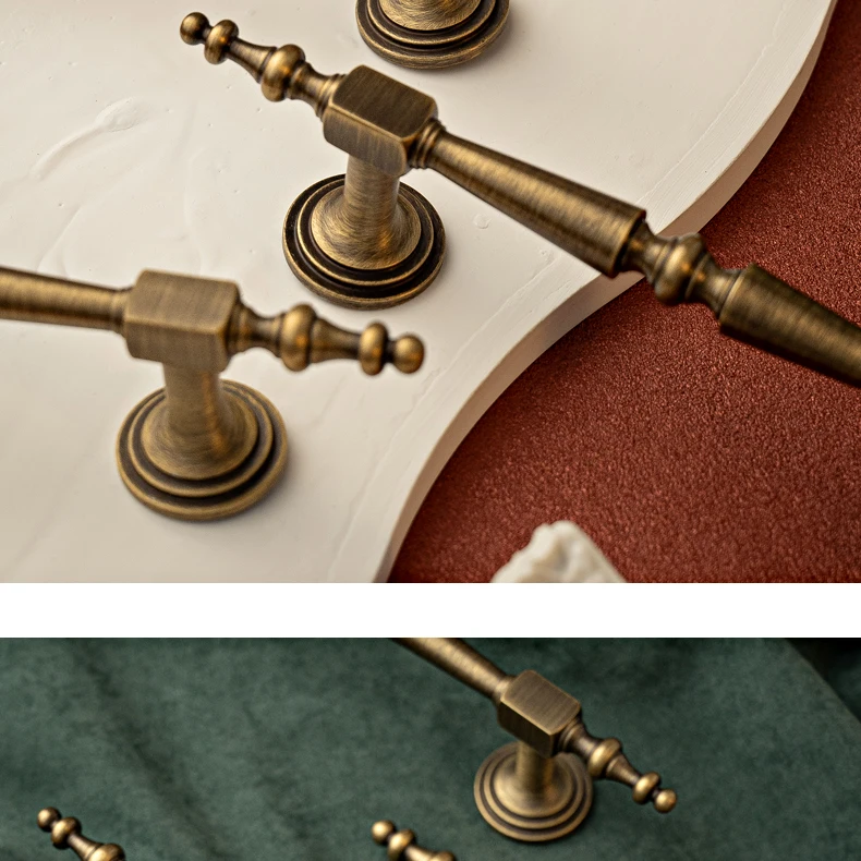 Antique brushed brass cabinet handle 7
