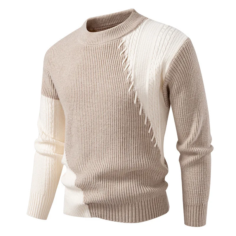 

New Winter Style Men's Fashion Color-blocking Sweater Men's Casual Base Shirt