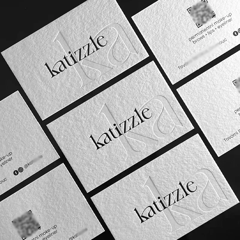 

Personalized White Letterpress Business Cards Embossed/Debossed with Custom Text/Logo Calling Cards & Thank You Cards