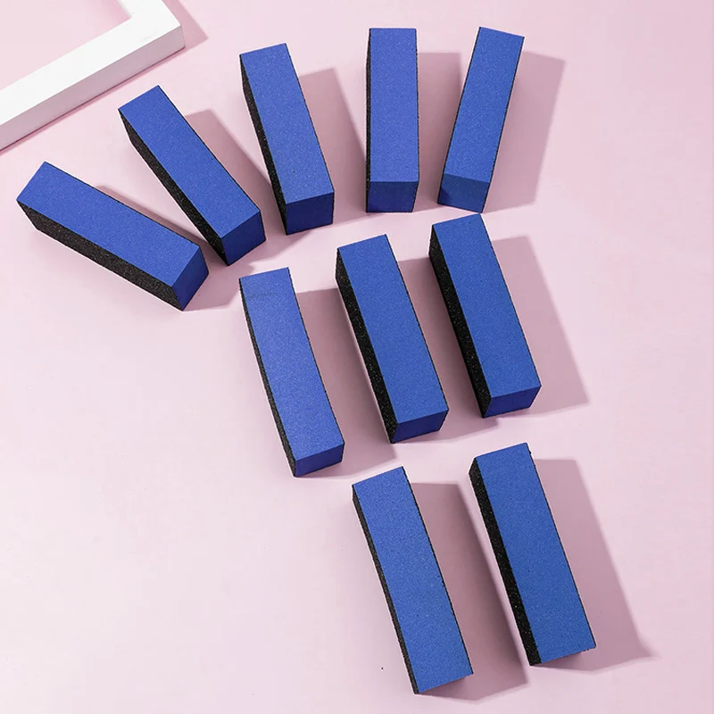 10 szt. Czarnych pilników do paznokci z trzema strunami, blok polerski, gradacja 60/100, kolorowe gąbki do szlifowania, akcesoria do pedicure i manicure, narzędzia do zdobienia paznokci.