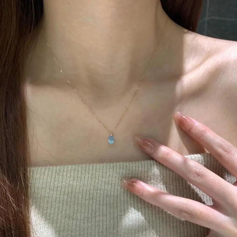 Aquamarine Clavicle Necklace for Women Exquisite Summer Jewelry High-End Design for Fashion Lovers