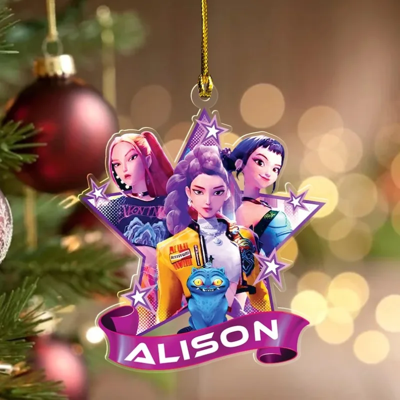 

KPop Demon Hunters Christmas Tree Pendant Anime 2d Flat Hanging Christmas Tree Decoration Cartoon Xmas Tree Jewelry Accessories