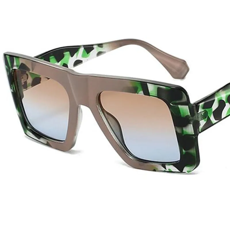 

Fashion Sun Glasse Unisex Square Anti-UV Spectacles Oversize Frame Eyeglasses Retro Ornamental Patchwork Frames Sunglasses