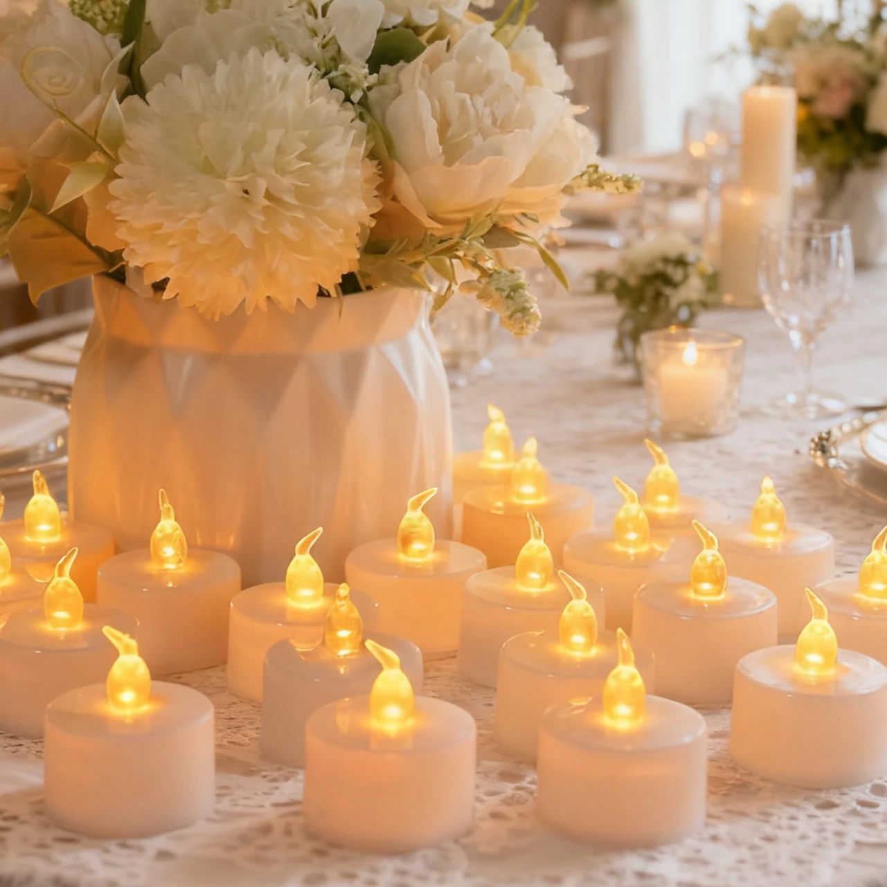 

LED Tea Lights Battery Operated Candles Realistic Long Lasting 150 Hours Flamless Electric Tealight for Weddings Christmas Decor