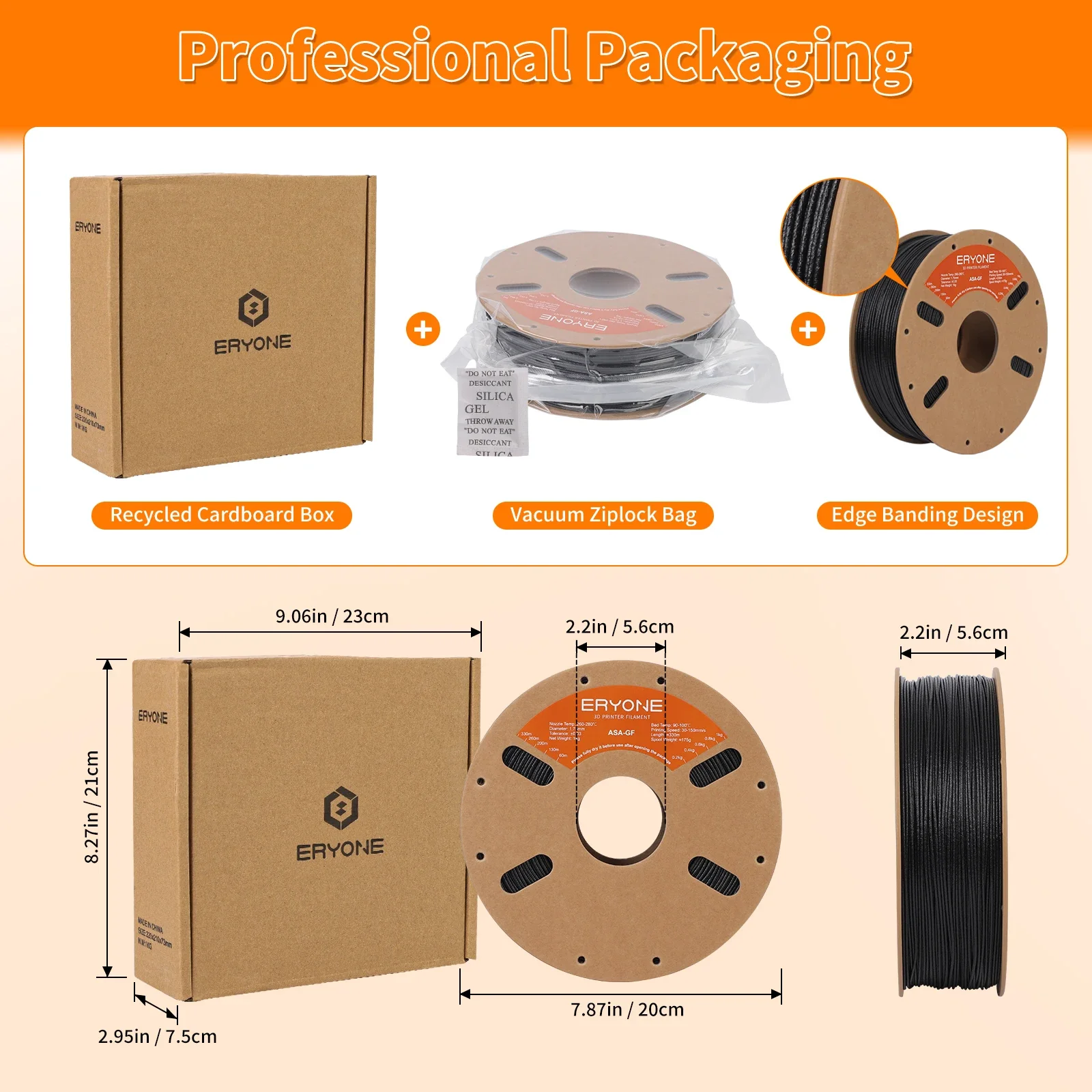 ERYONE 1 كجم ASA خيوط الألياف الزجاجية قسط كبير بيع طباعة ثلاثية الأبعاد، خيوط asa-gf أسود أبيض اللون، طباعة عديمة الرائحة 1 كجم/بكرة #6