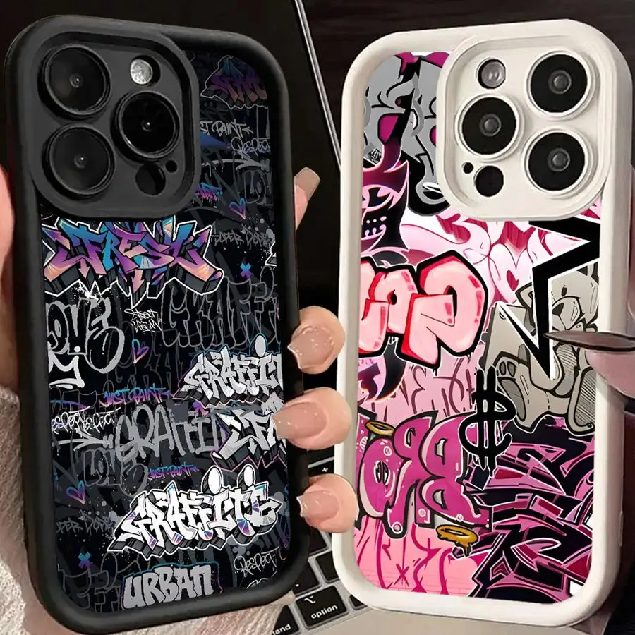 

Fashion Graffiti Phone Cover Case for iPhone 17 Pro Max 16 17Pro 14 11 13 Air 12 Pro 15 Plus