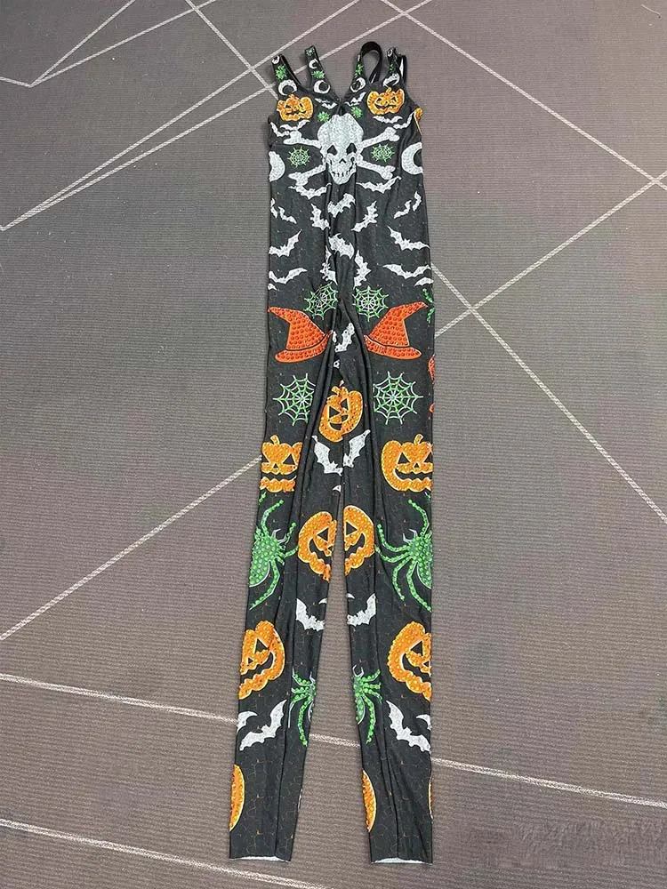 High Quality Hot Stamping Sexy Suspender Elastic Printed Jumpsuit 2025 New Fashion Custom Women'S Clothing