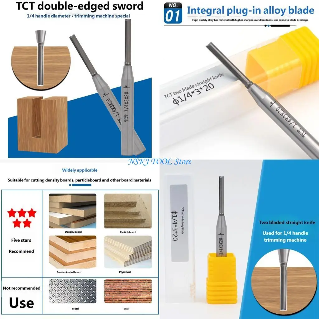 L8RC 3mm Straight Router Bits 1/4