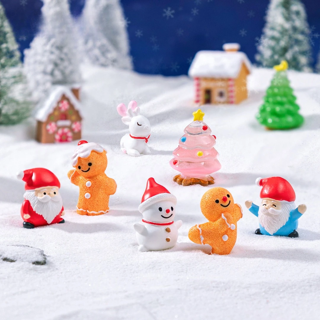 11Pcs Santa Claus Snowman Christmas Tree Figurines Miniature DIY Dollhouse Accessories Micro Landscape Christmas Decorations