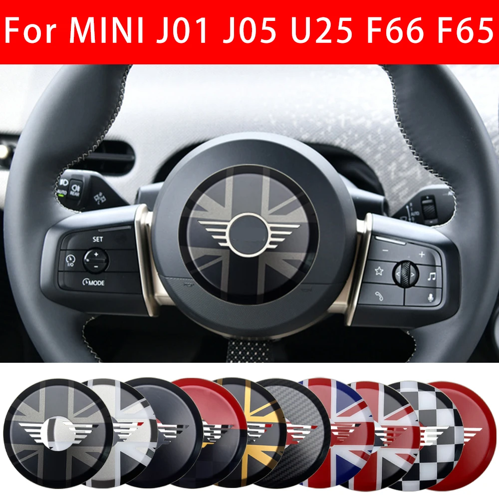 Car Steering Wheel Center Decorative Sticker Cover For MINI J01 EV J05 Aceman F66 F65 U25 Countryman Decal Accessories