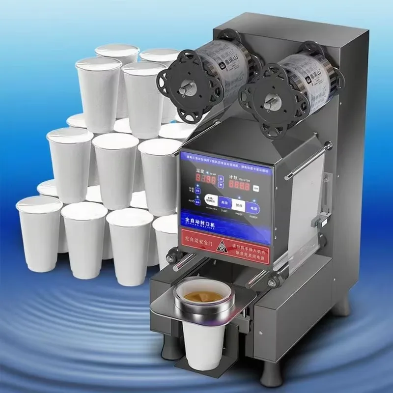 High Speed Plastic Cup Sealer Machine, Automatic Yogurt Juice Beverage Cup Sealing Equipment for Milk Tea Shop