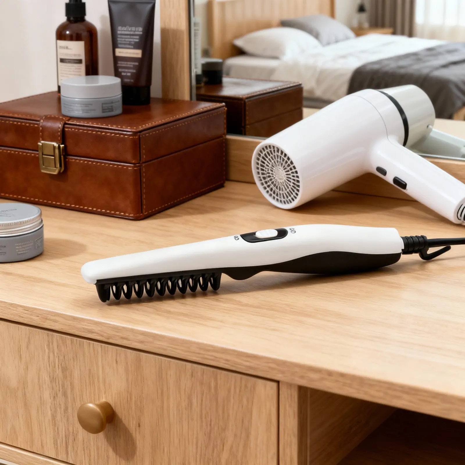 

Электрическая расческа для выпрямления бороды и волос, портативная, многофункциональная, с быстрым нагревом, безопасная, 1 шт.