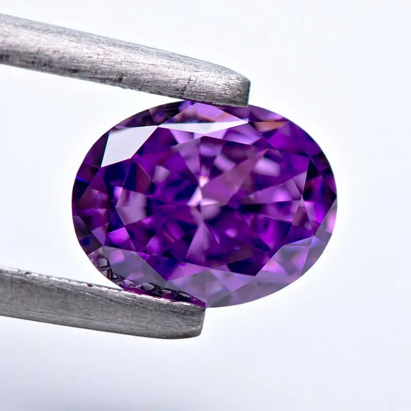 حار بيع بالجملة مكعب زركونيا سحق الجليد قطع لا شهادة البيضاوي الشكل الأرجواني اللون سحر الخرز لأعلى Diy بها بنفسك صنع المجوهرات