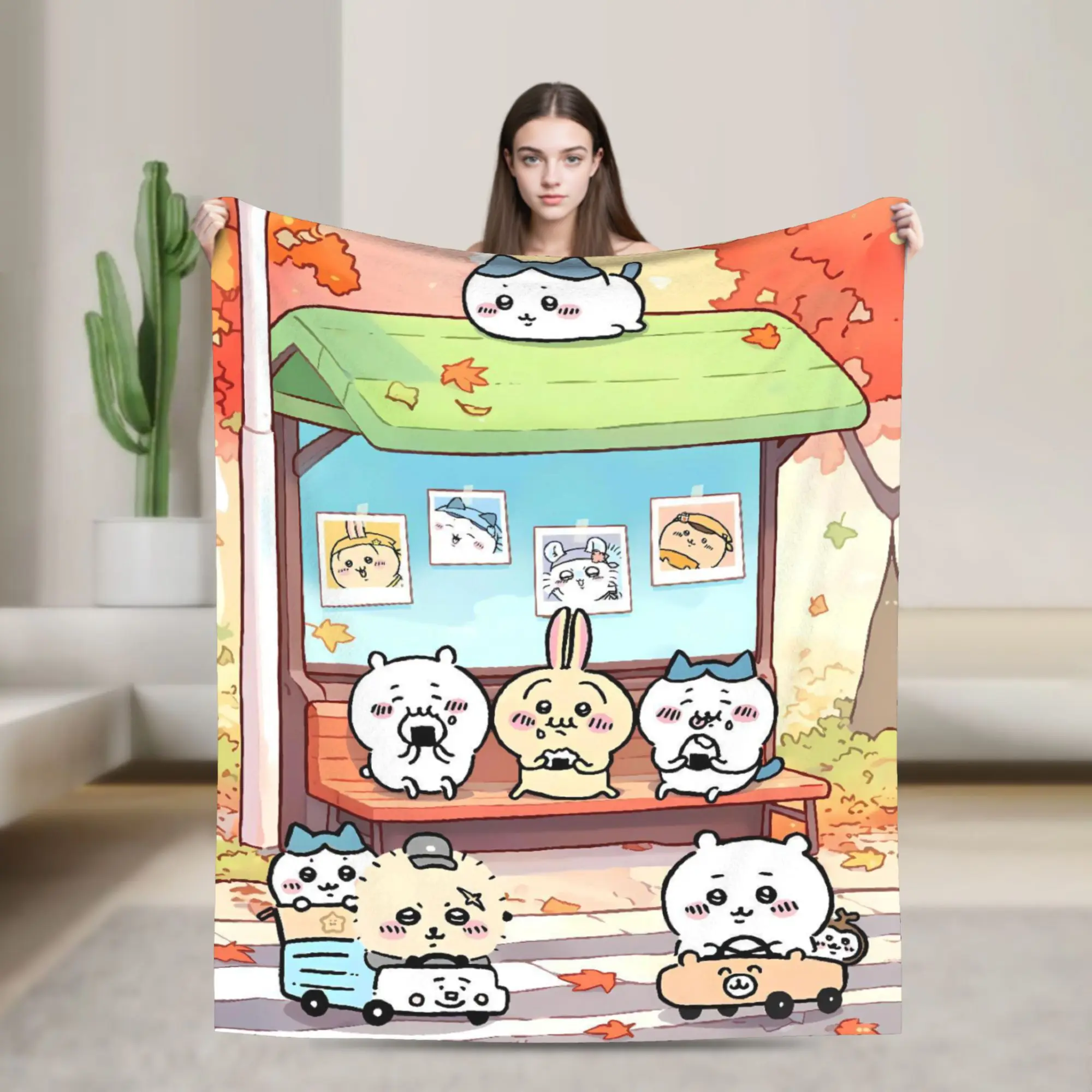 Cute Kawaii C-ChiikawaS Cartoon Movie Super Soft Blankets  Travel Office Plush Throw Blanket Home Decor Bedspread Sofa Bed Cover