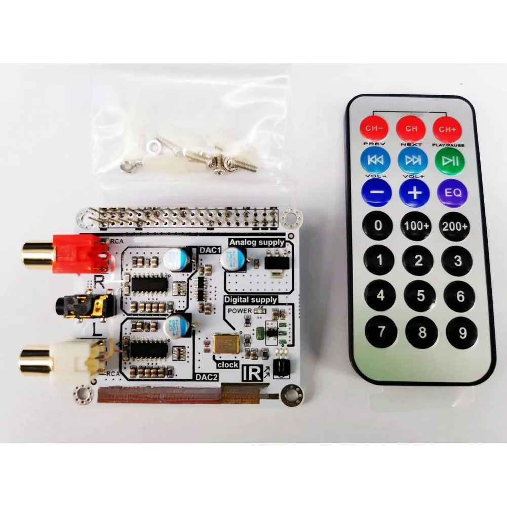 Audio Board for For RASPBERRY Pi 4B with Dual ES9023 Chips I2S Output Support DLNA Streaming and IR Remote Control