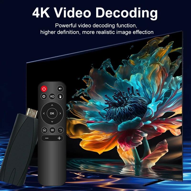 OM TV Stick Smart Android14 TV Stick S905L H.265 1080P HD TV box 2.4G WiFi TV استقبال لمشغل الوسائط Google YouTube Netflix