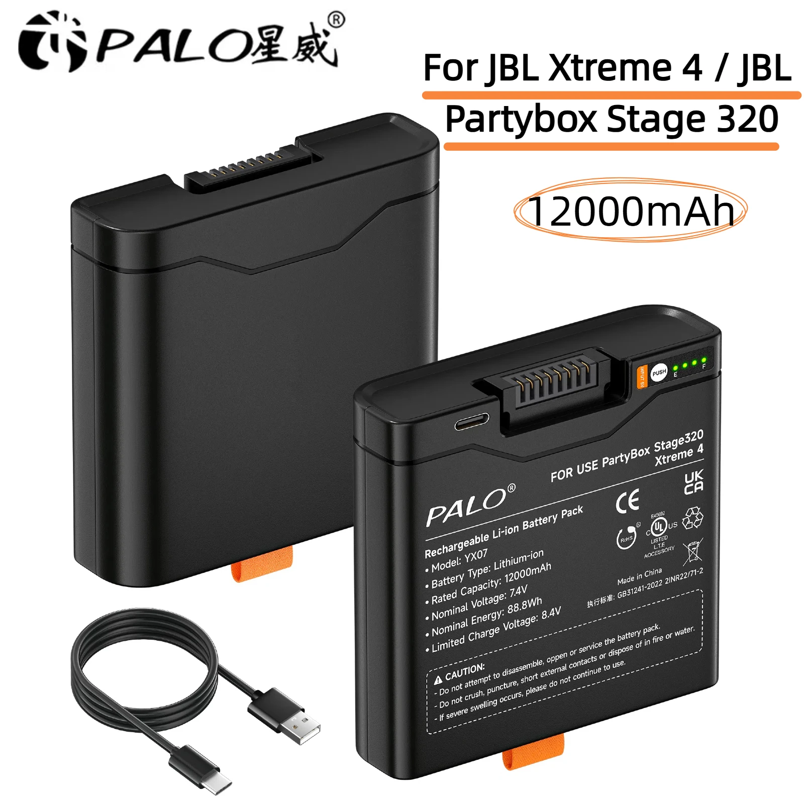 Batterie de haut-parleur 12000mAh pour batterie JBL Xtreme 4 JBL PartyBox Stage 320 batterie haute capacité avec chargement TYPE-C