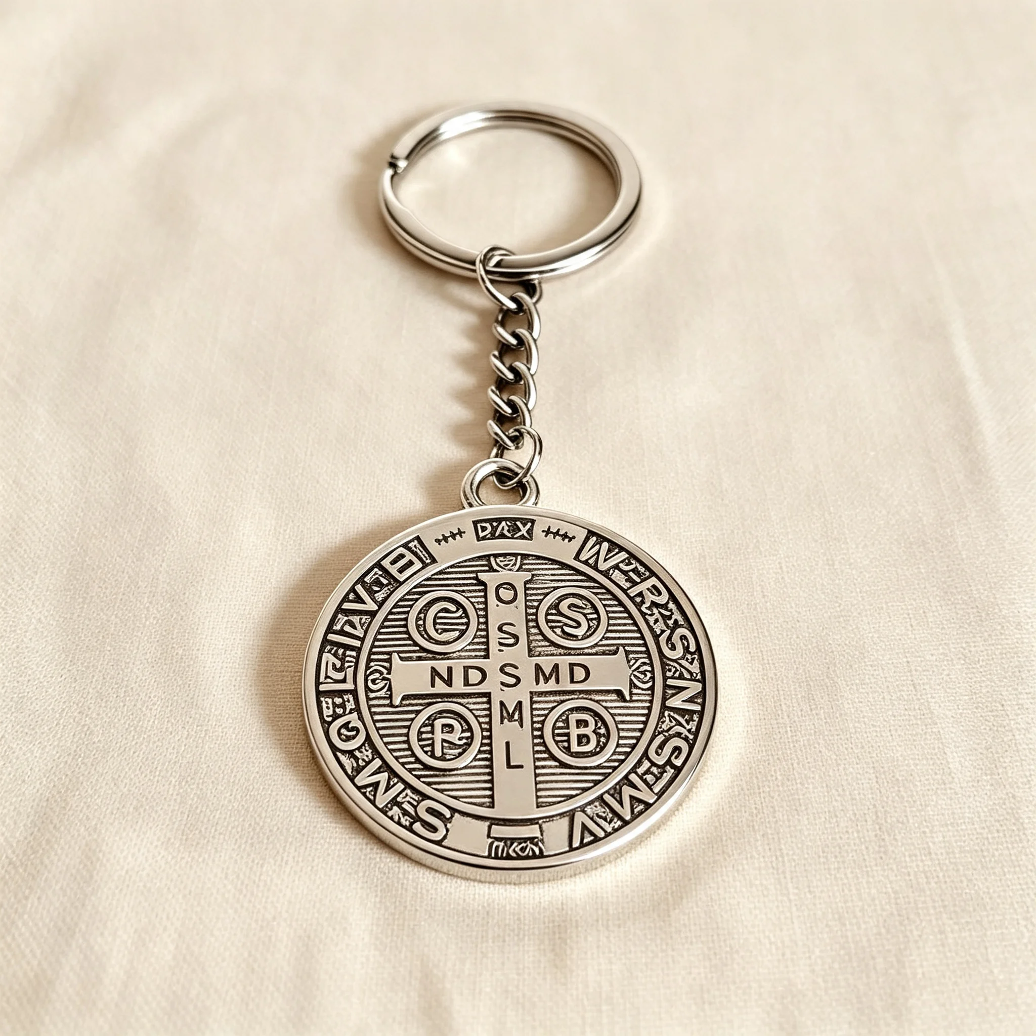 St. Benedikt-Medaillen-Schlüsselanhänger, Vintage Gothic Punk Charm für Männer und Frauen, Auto- und Taschenaccessoire, Geschenk – Detail 2