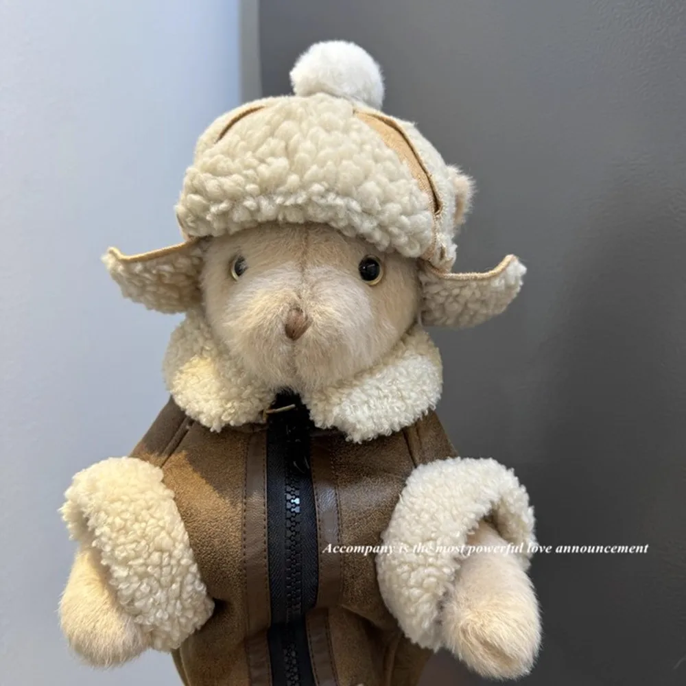 

Classic Design Brand Brown Eco-friendly Leather Warm Winter Pet Dog Coat and Hat