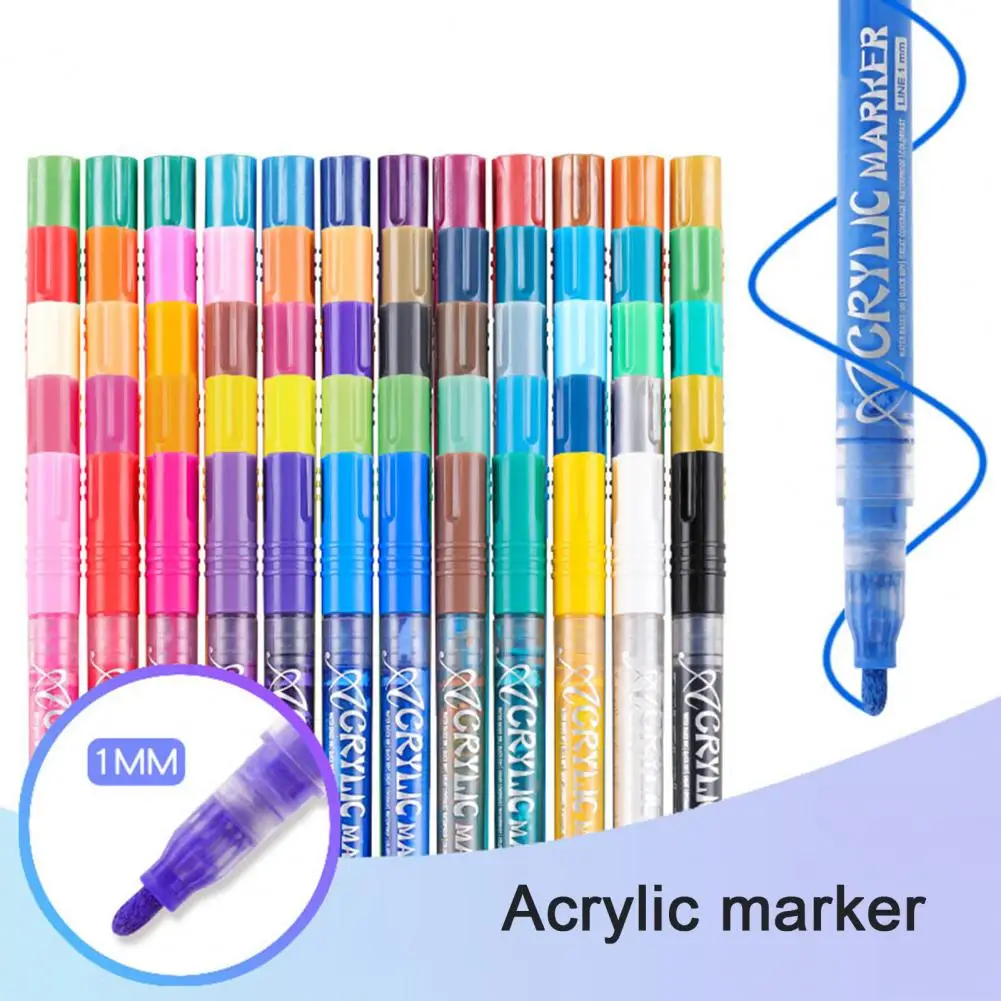 Colorful Marker Pack Vibrant Acrylic Paint Marker Pens Set for Kids Adults Waterproof Painting Markers for Rock Glass for Kids