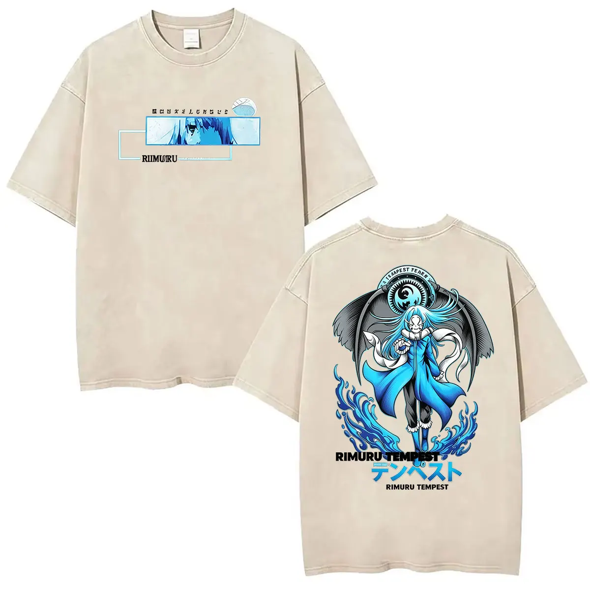 Anime Rimuru Tempest Time I Got Reincarnated As A Slime Vintage Washed T Shirts Men Women Clothing Fashion Short Sleeve T-shirt
