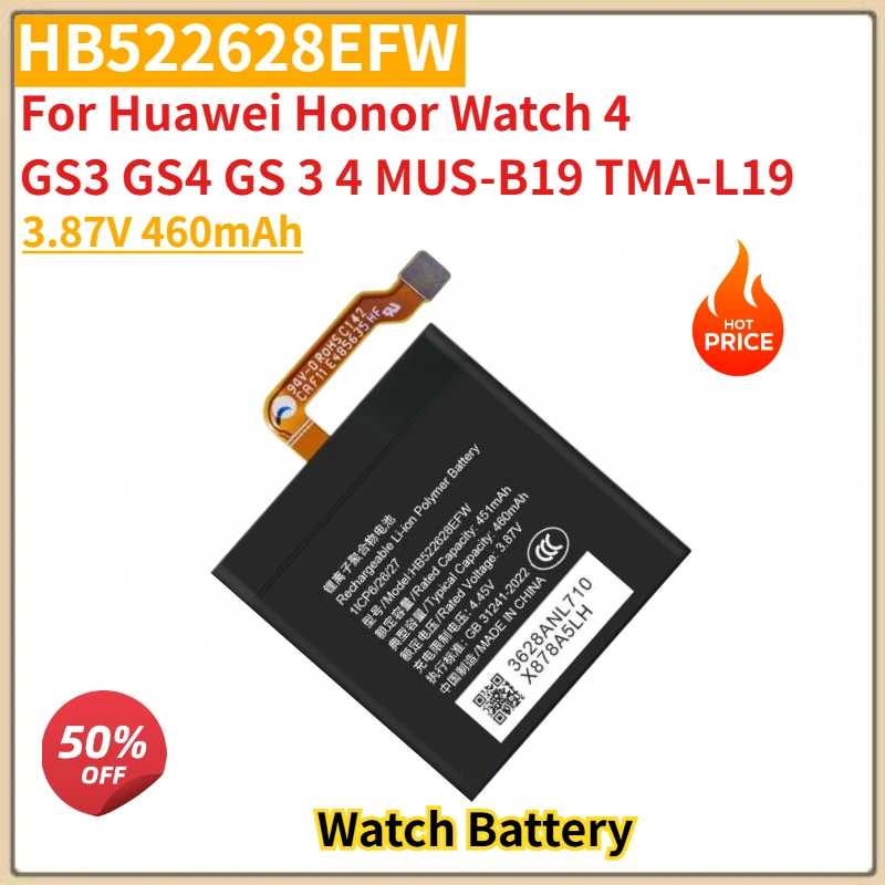 

High Quality HB522628EFW Watch Battery 3.87V 460mAh For Huawei Honor Watch 4 Watch4 GS3 GS4 GS 3 4 MUS-B19 TMA-L19 Brand New