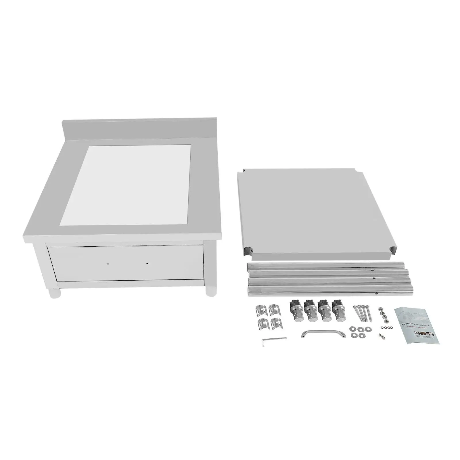 Stół roboczy komercyjny 61x61x95cm, stół kuchenny ze stali nierdzewnej, wytrzymały stół do przygotowywania żywności z szufladą