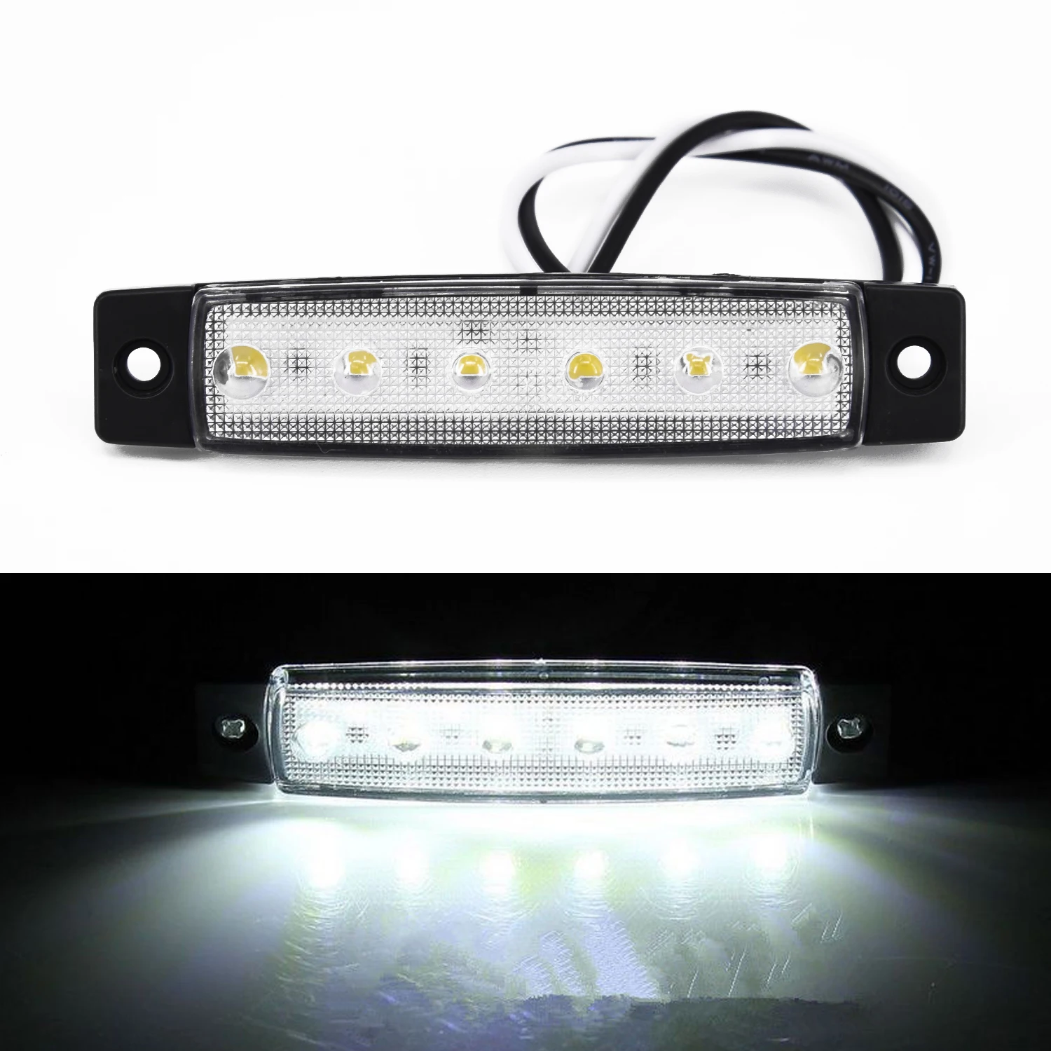 1 Set White 12V 6 LEDs 5LM Side Marker Light For Trailer Truck Boat BUS Indicator RV Lamp Car Replacement Part