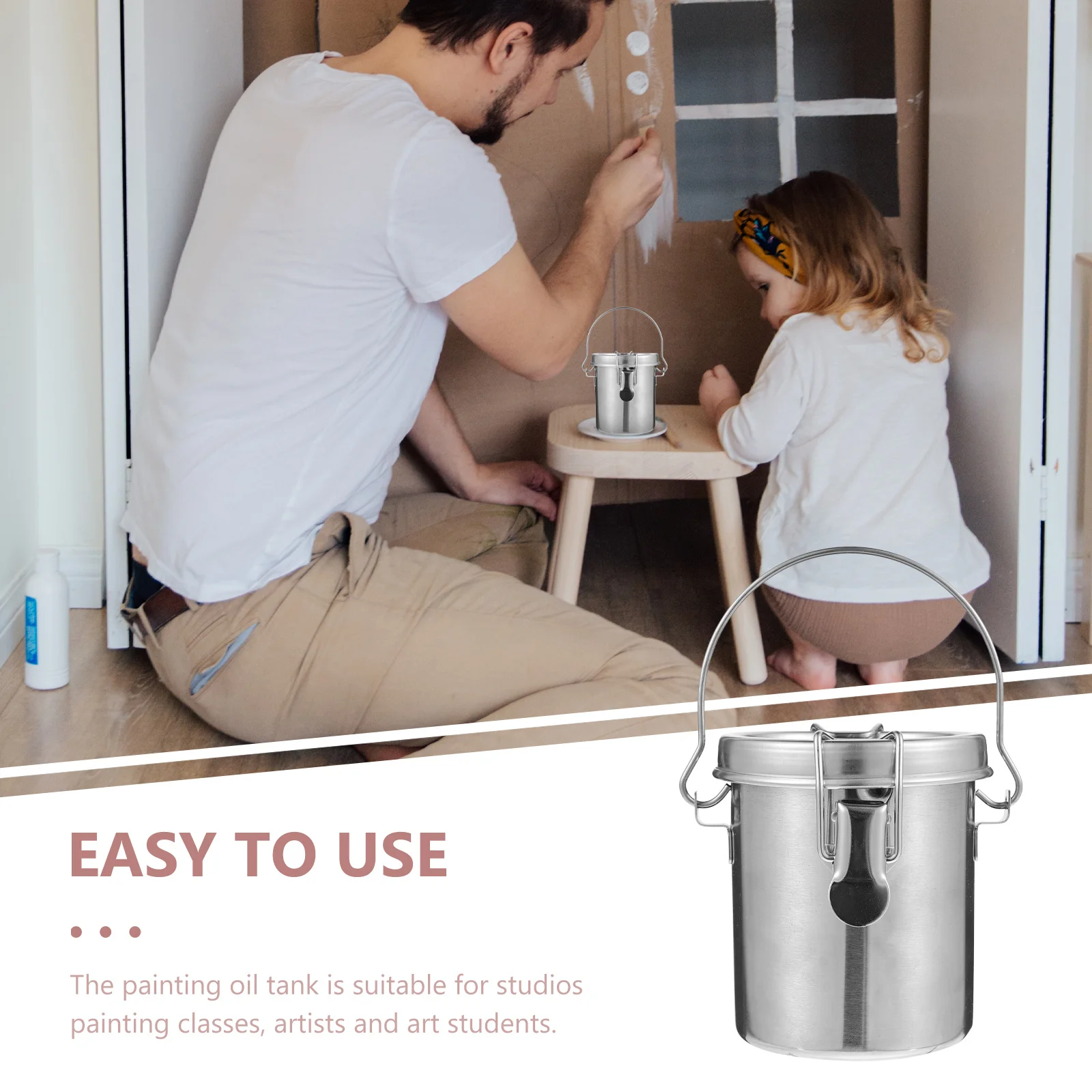 

1Pcs Painting Oil Can Premium Stainless Steel Brush Washer Durable Paint Brush Cleaner for Studio and Art Class