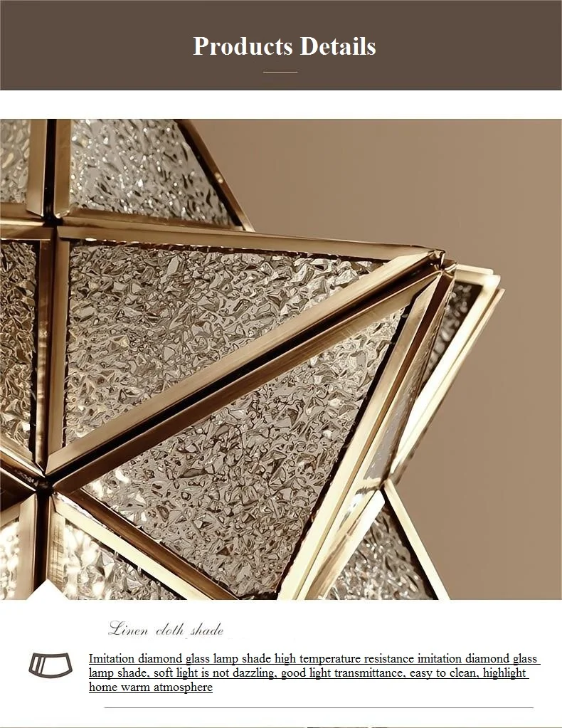 Imagem -06 - Nordic Full Copper Star Glass Pendant Lamp Geométrica Bronze Retro Luminárias Penduradas Decoração de Casa Bares Café Corredor