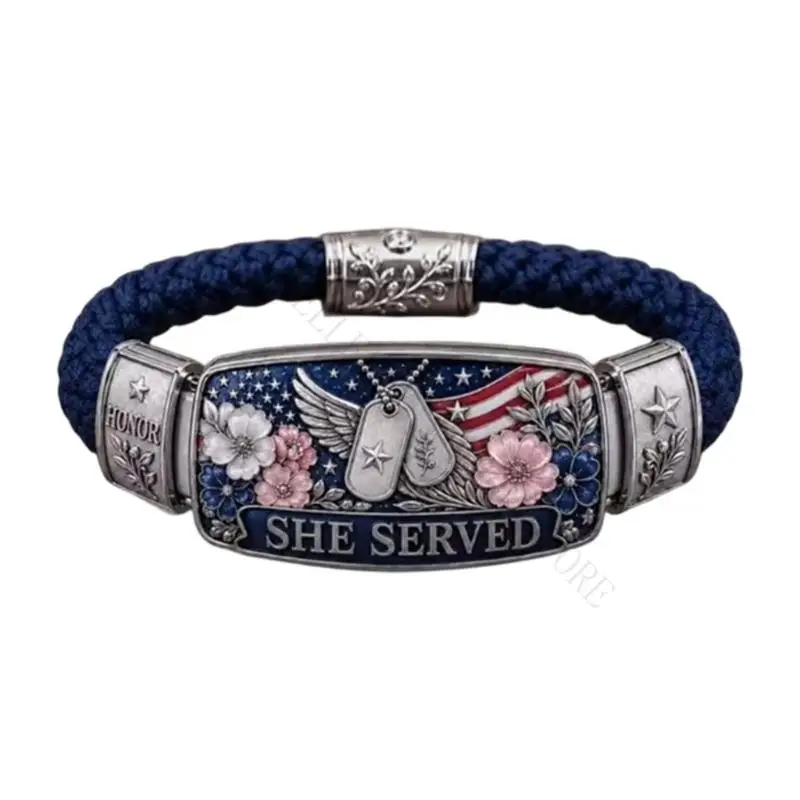 R7UF Service-Inspired Cord Bracelet Wearable Commemorative Inspirational Wristband