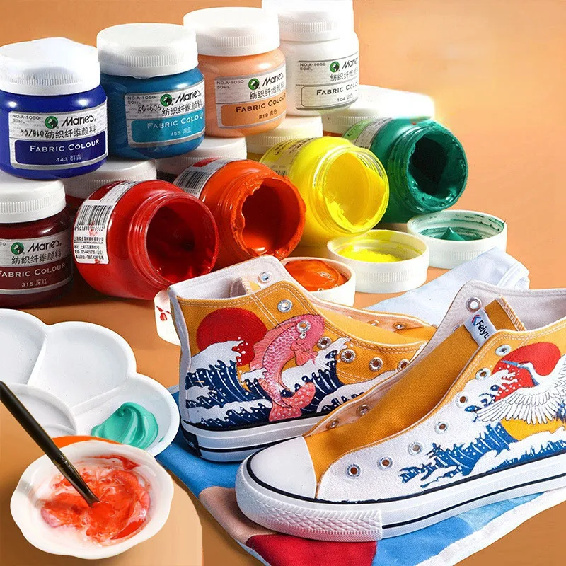 50ML Textile Fiber Pigment Children's Hand-painted DIY Clothes T-shirts Canvas Shoes Color-proof Waterproof Dye