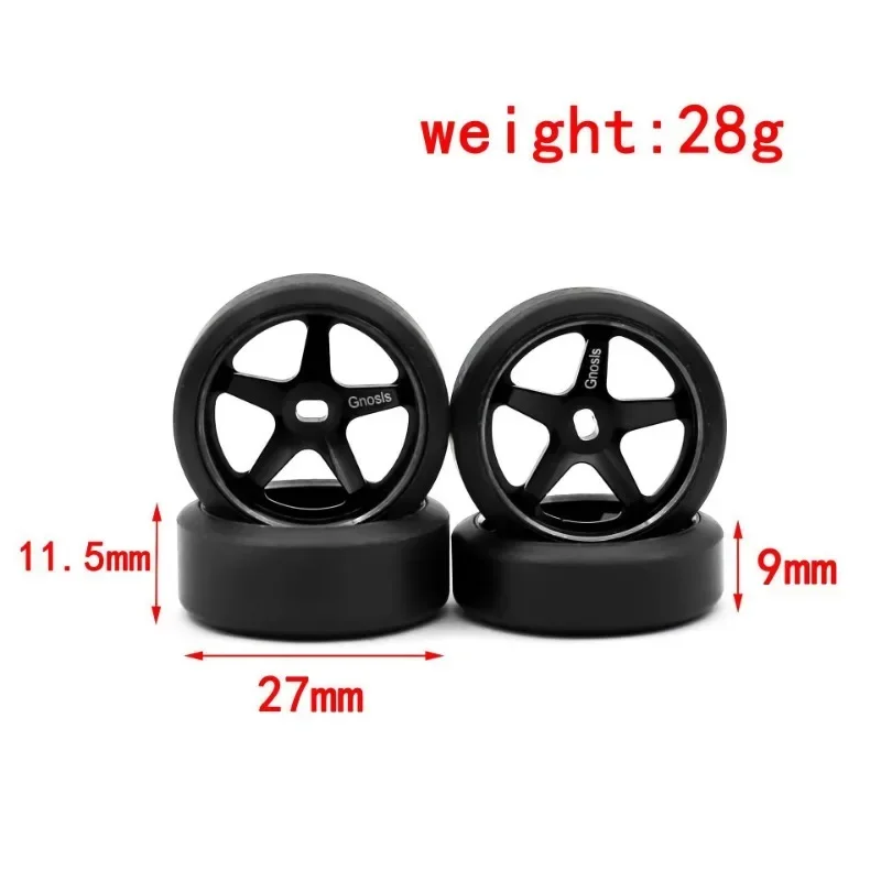 4 Pneumatici In Metallo E Gomma Per Auto RC Wltoys 284131 K969 K979 K989 Kyosho Mini-Z 1/28 – Rossi, 27mm