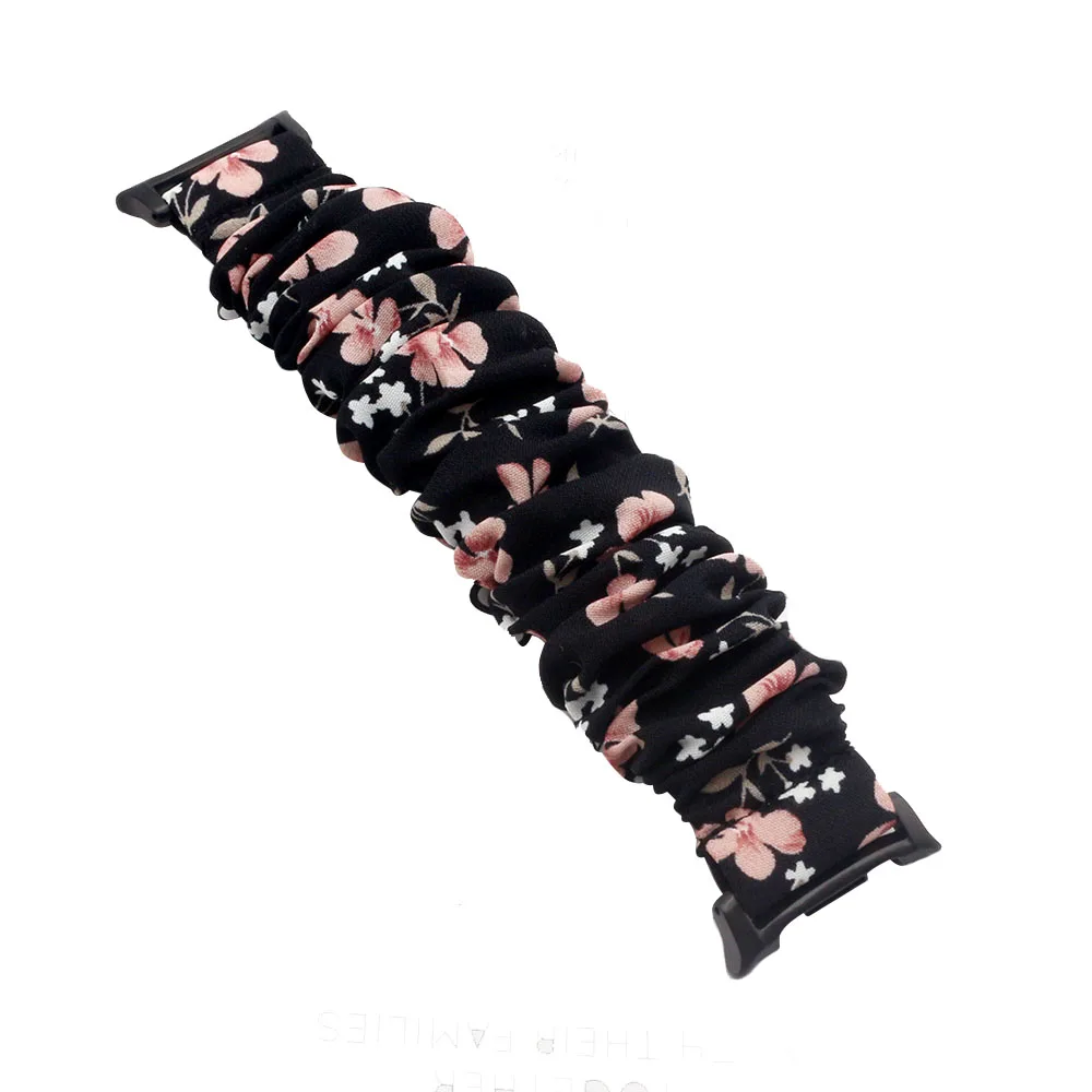 Scrunchie galaxy watch 8 band clássico flor impressa tecido pulseira para samsung galaxy watch 8 cinta 40/44mm pulseira elástica