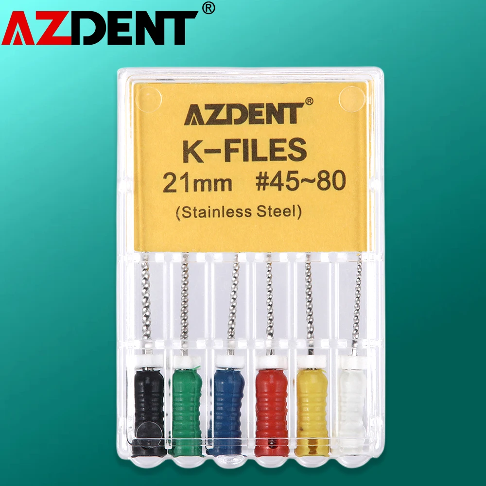 

AZDENT Dental Hand Use K-Files Stainless Steel Endodontic Root Canal Files 21mm/25mm-6PCS/PACK