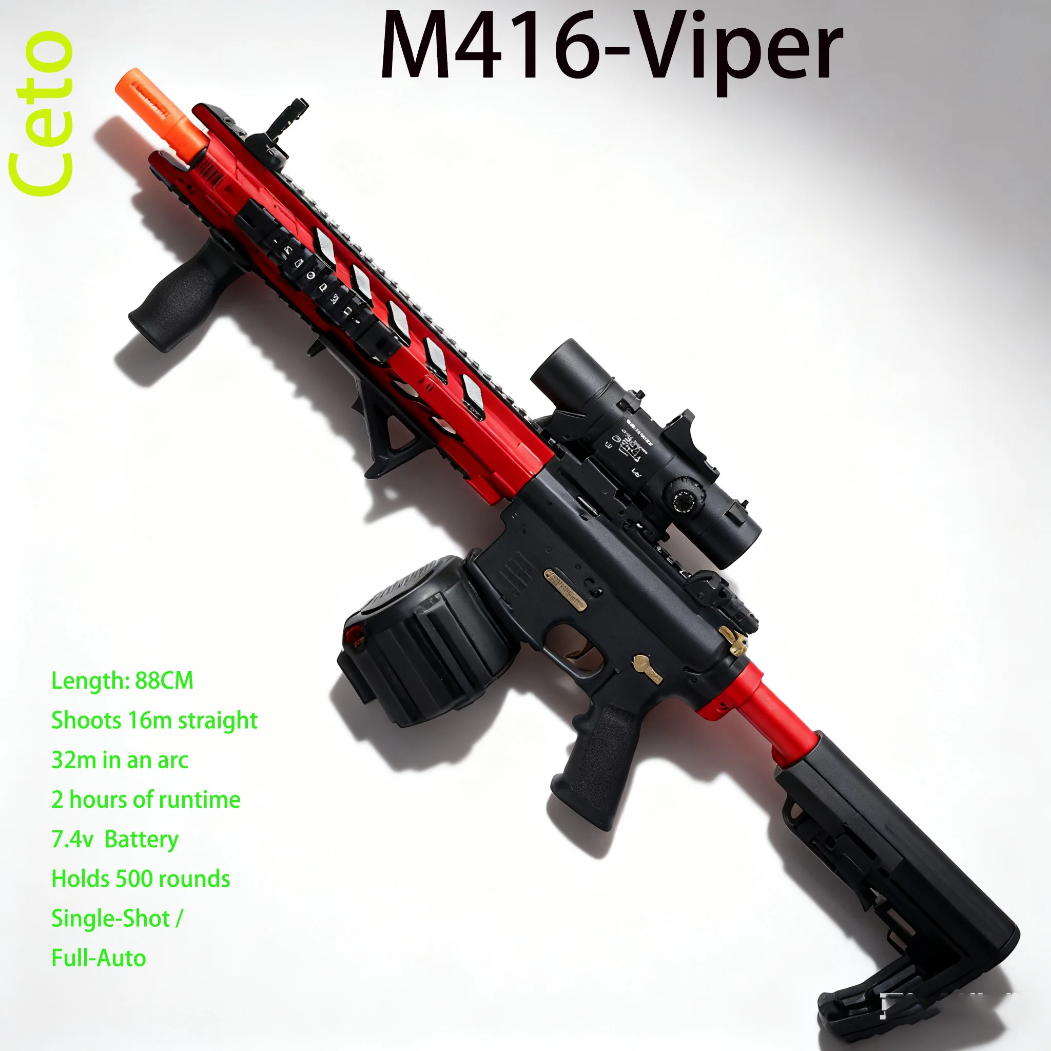 屋外チームバトル用バイパーゲルボールブラスター - クールなデザインの長距離ブラスター、友達とのチームワークのための18m～30m射程