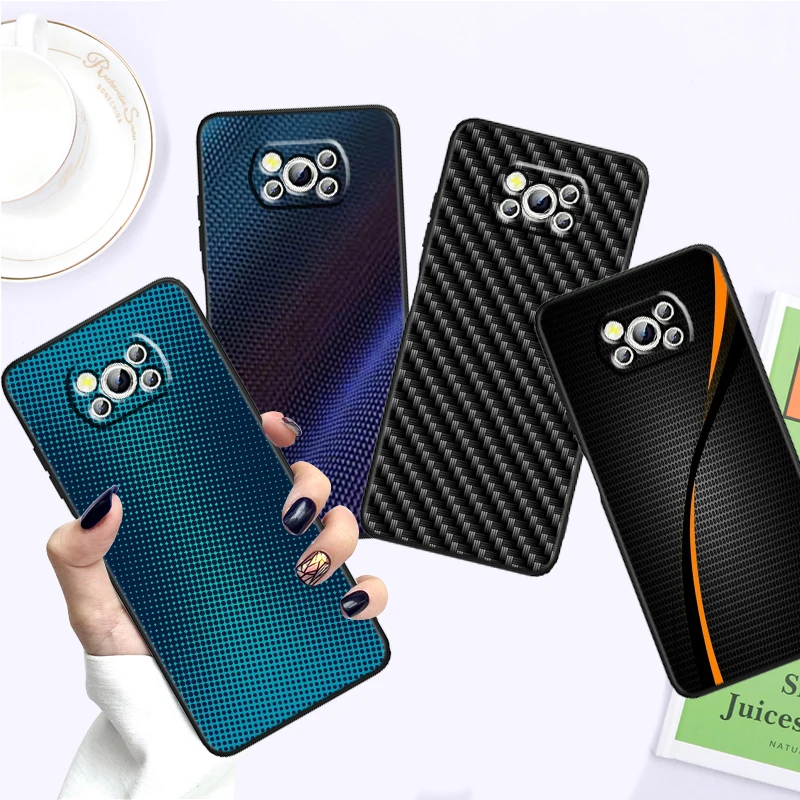 

Carbon Fiber Car Art For Xiaomi Mi Poco F5 F4 F3 X6 X5 X4 X3 M6 M5 M5S M4 M3 C65 Pro GT NFC 5G Black Cover Phone Case