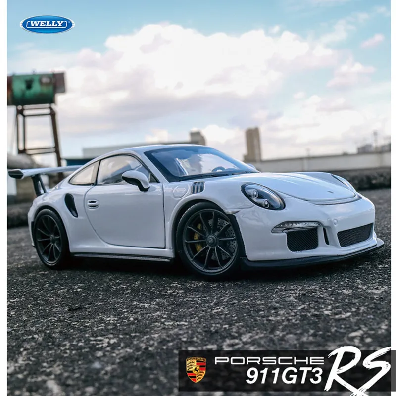 

welly 1:24 Porsche 911 GT3 RS white alloy car model simulation car decoration collection gift toy Die casting model boy toy