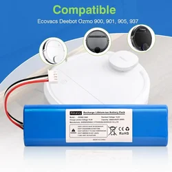 6800mAh Replacement Battery for Ecovacs Deebot Ozmo 900 901 905 920 930 937 N8 Pro 14.4V Li - ION Robot Vacuum Cleaner Battery