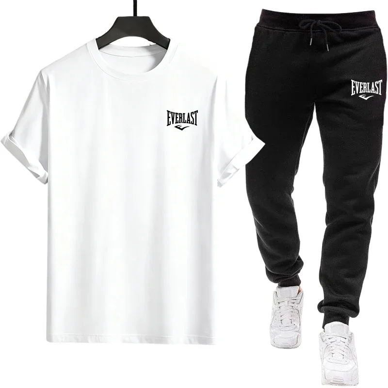 

2026 Summer New Style T-Shirt and Sport Pants Set - Urban Casual Sportswear - Short Sleeve Top - Comfortable Pants - Men's Home