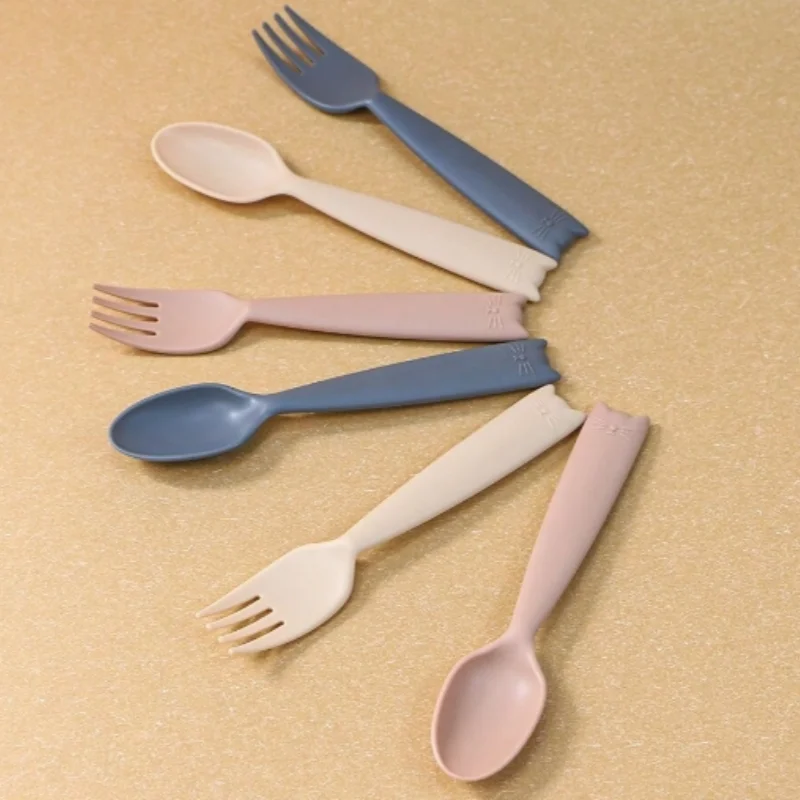 2 sets of baby training complementary food food grade PP fork spoon children dining tableware