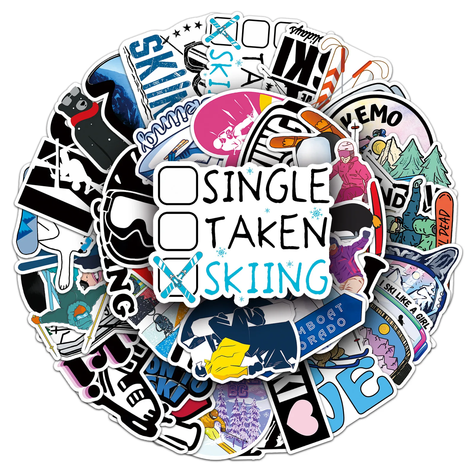 

50PCS Ski Graffiti Personality Sticker Cartoon Sports Sports Decal Creative DIY Water Cup Skateboard Motorcycle Helmet Luggage