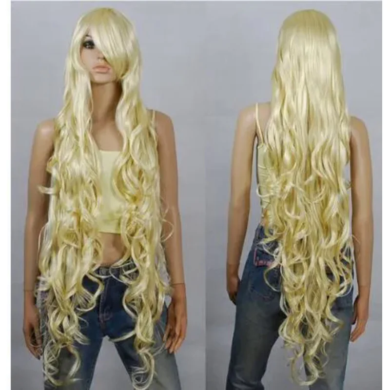 

120cm Blonde Extra Long Curly Cosplay Wigs Seamlessly Contours