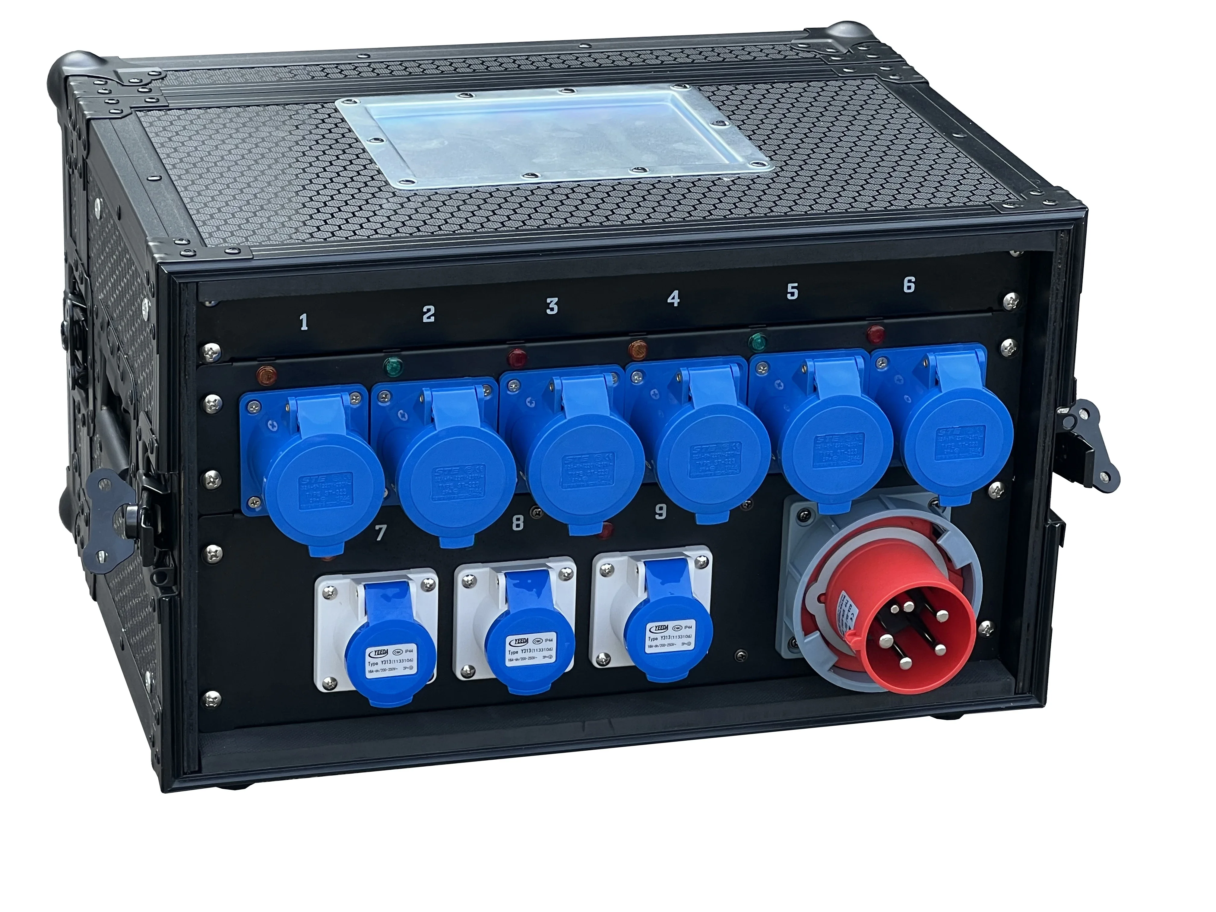 6U 5PIN 63A CEE Power Rack Edison Power Distribution Box with Each Output Has Breaker Power Distributor