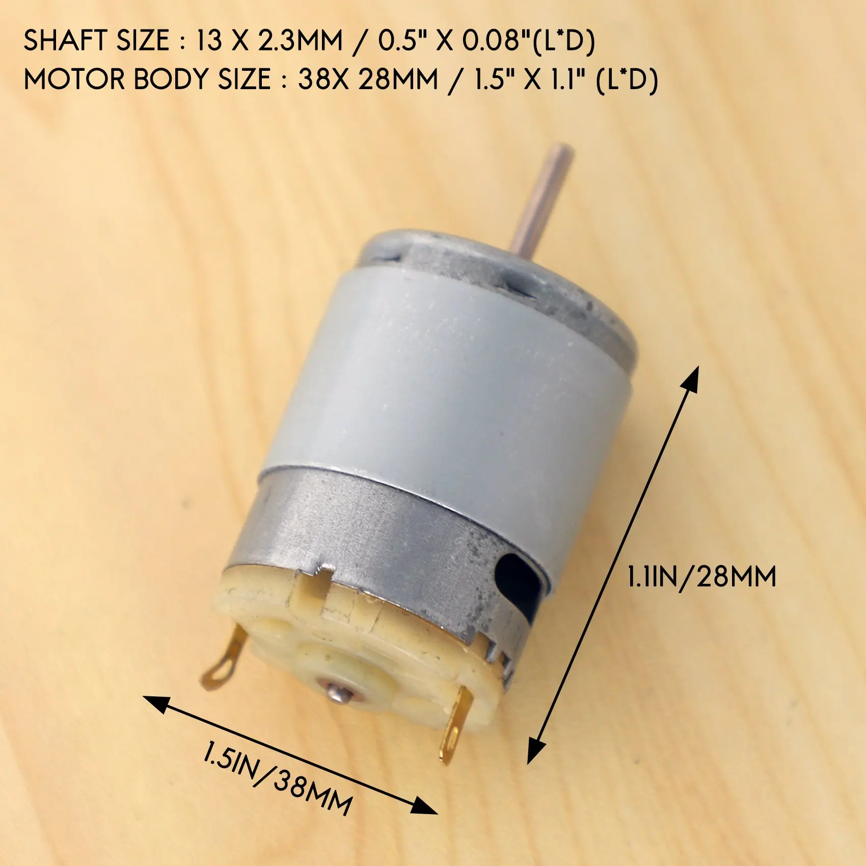 Micro motor para brinquedos modelo RC, prata DIY, RS380 DC, 1.5-18V, 30000RPM, 38x28mm