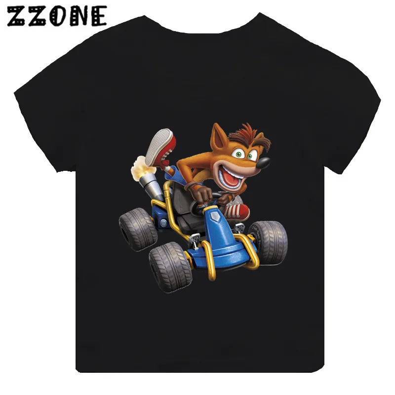 Hot Sale Game Crash Bandicoot Print Cartoon Kids T-shirt Girls Clothes Baby Boys Black Short Sleeve T shirt Children Tops,TH5872